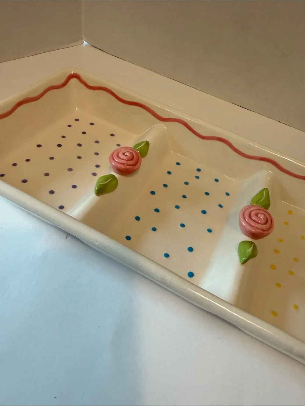 Nicole Engblom serving tray floral polka dot pattern
